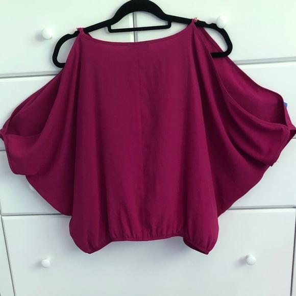 A. Byer Purplish Pink Cold Shoulder Top - Picture 2 of 5